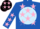 Silk - Royal Blue, Light Blue disc, Pink 'MJD', Pink Stars