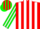 Silk - Red, Green Circled White CR, White Stripes