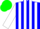 Silk - Blue, white stripes, golden sun, white sleeves, green cap