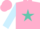 Silk - Pink, Turquoise Star in Multicolored Snowflake, Light Blue Sleeves, Pin