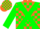 Silk - Orange, Green cross belts, Green Blocks on Sleeves, Orange and Gr
