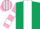 Silk - Dark Green, White stripe, Pink and White hooped sleeves, striped cap