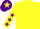 Silk - Yellow, Purple stars on sleeves, Purple cap, Yellow star