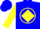 Silk - Blue, Yellow Circle and 'JL', Yellow Diamond Seam on Sleeve