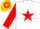 Silk - White, Red Star with Gold Crown, Red Hoop on Sleeves