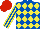 Silk - Royal Blue and Yellow diamonds, striped sleeves, Red cap