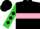 Silk - Black, lime green & pink hoop,  lime green sleeves, black diamonds, pink