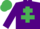 Silk - Purple, Emerald Green Cross of Lorraine, Emerald Green cap