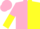 Silk - Pink & yellow halves, white slash front