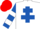 Silk - White, Royal Blue Cross of Lorraine, Blue Sleeves, White Hoop, Red Cap,
