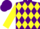 Silk - Purple,Yellow Diamonds, Purple Bars on Yellow Sleeves
