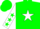 Silk - Hunter Green, White Star, White Sleeves, Green Stars, Green Cap