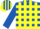 Silk - Royal blue, yellow blocks, yellow stripes and royal blue sleeves