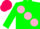 Silk - Green, Fuchsia Pink large spots, Fuchsia Cap and Pompon