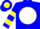 Silk - Blue, Blue 'RKH' on Yellow Circled, White disc, Yellow Bars on Sleeves,