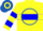 Silk - Bright Yellow, Royal Blue Circle and 'B', Blue Hoop on S