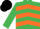 Silk - EMERALD GREEN & ORANGE CHEVRONS, emerald green sleeves, black cap