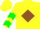 Silk - Yellow, Green Tree on Brown Diamond, Green Chevrons on Sleeves, Yellow Cap