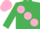 Silk - Emerald Green, large Pink spots, Pink cap