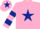 Silk - Pink, Dark Blue star, hooped sleeves, Pink cap, Dark Blue star