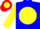 Silk - Blue, Yellow disc, Red Cardinal Head, Yellow Diamond Hoop on sleeves