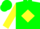 Silk - Green, 'JFR' on Yellow Diamond, 'JFR' on Yellow Diamond Seam on Sleeves
