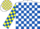 Silk - White, Yellow and Royal Blue Blocks, Black and Red Light