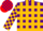 Silk - Purple, red blocks on gold stripes, gold blocks on purple s