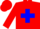 Silk - (PERU) Red, White Bordered Indigo Blue Cross, Red Cap