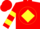 Silk - RED, red diamond on yellow disc, yellow bars on sleeves, red cap