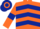 Silk - Orange, Dark Blue chevrons, Orange sleeves, Dark Blue armlets, hooped cap
