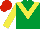 Silk - EMERALD GREEN, yellow chevron & sleeves, red cap