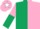 Silk - Dark Green and Pink halved, sleeves reversed, Pink cap,white star