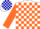 Silk - White, blue and white bullseye, orange blocks on sleeves