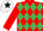 Silk - RED & EMERALD GREEN DIAMONDS, red sleeves, white cap, black star