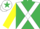 Silk - EMERALD GREEN, white cross belts, yellow sleeves, white cap, emerald green star