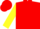 Silk - Red, yellow 'MF' in yellow 'G', yellow sleeves, yellow ca