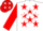 Silk - White, White Diamond on Red Stars, Red Sleeves with Red Stars