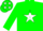 Silk - Green, green 'P' on white star, green stars