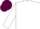 Silk - White, maroon and navy triangular emblem, maroon band on sleeves, navy cap