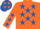 Silk - Orange, royal blue stars