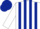 Silk - White body, dark blue striped, white arms, dark blue cap