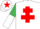 Silk - White, Red Cross of Lorraine, Emerald Green and White halved sleeves, White cap, Red star