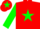 Silk - Red body, green star, green arms, red cap, green star