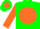 Silk - GREEN, green 'CY' on orange disc, orange sleeves,