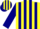 Silk - Yellow, Navy Blue Circled MM, Navy Blue Stripes on Sleeves, Navy Blue