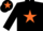 Silk - Black, Orange star, black sleeves  and orange  star on cap