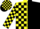Silk - YELLOW and BLACK diagonal halves, black 'K', yellow 'F', black blocks o