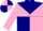 Silk - PINK, navy blue triangular yoke, pink and navy blue quartered s