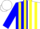 Silk - Blue and White Halves, Yellow Stripes on Blue Sleeves, White Cap